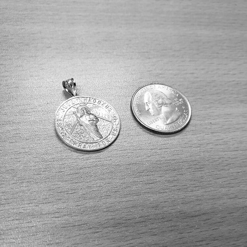 Sterling silver St. Jude Reversible Pray Medal Pendant Necklace - Picture 5 of 8