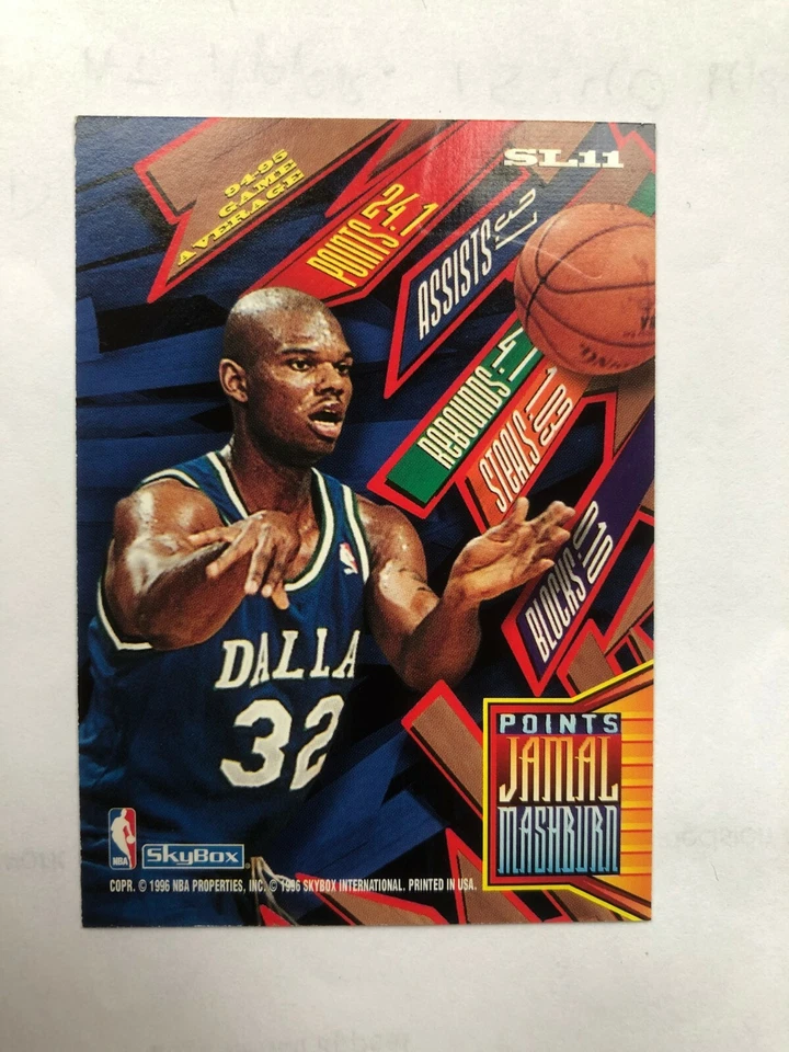 Tarjeta SkyBox 1996 Jamal Mashburn # SL11 hecha en EE. UU. Foto 4 de 4