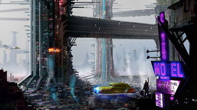 Anime Sci Fi City Taxi  Gaming Mat Desk 3806
