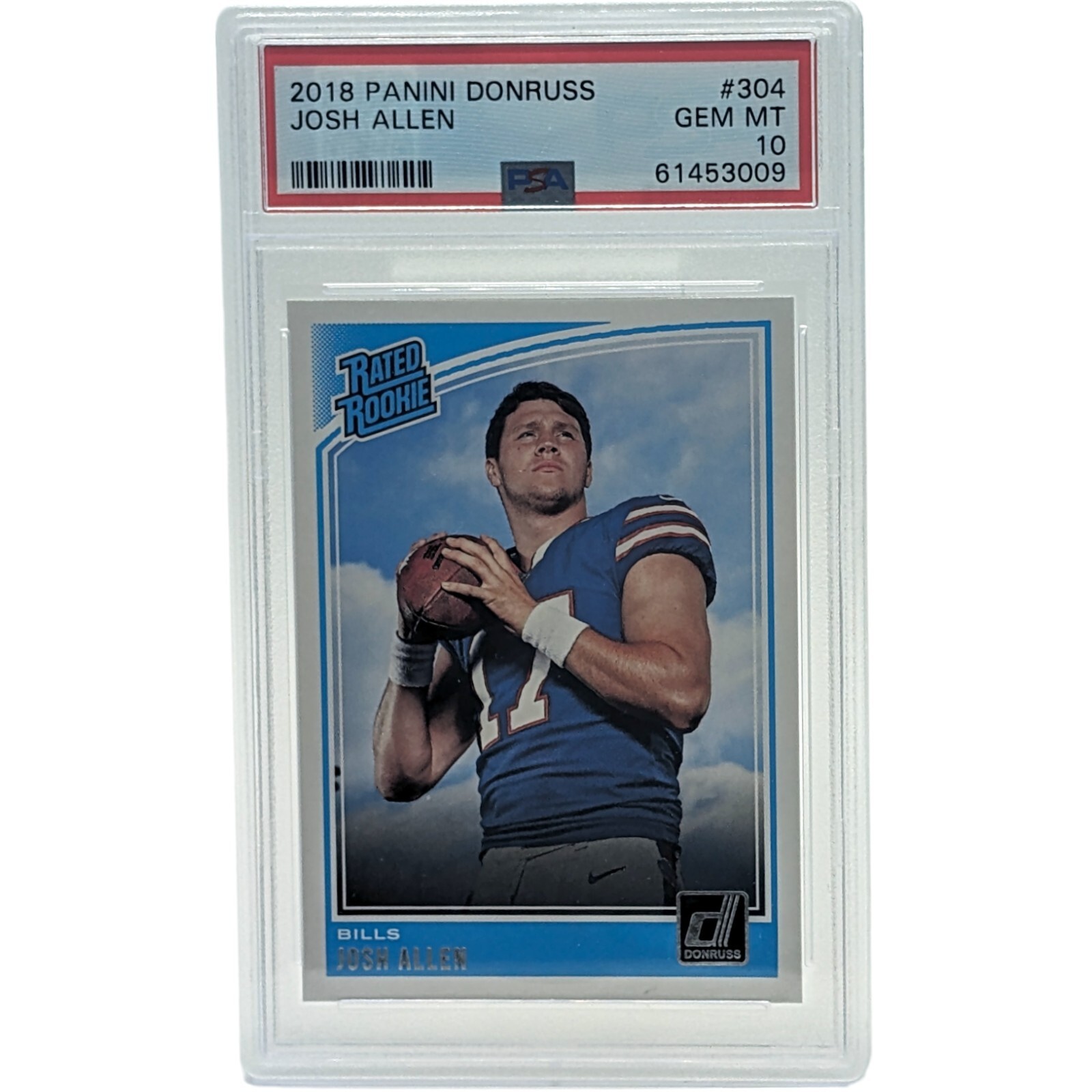 Josh Allen Rated Rookie Card 2018 Panini Donruss #304 PSA 10 Gem Mint Bills