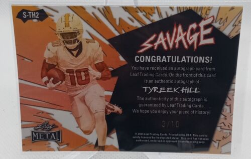 2024 Leaf Metal #S-TH2 Tyreek Hill Savage Prismatic Silver #/10 - Picture 2 of 2