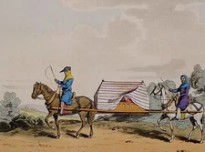 1813 FASHION COSTUME PRINT HAND COLOURED A HORSE LITTER ANNO 1325