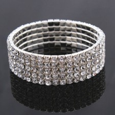 Glitter Crystal Rhinestone Stretch Bracelet Bangle Wristband Wedding Bridal;