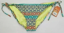 Mudd Bikini Bottom XL Juniors Flower Orange Blue Green Yellow Side Tie NWT