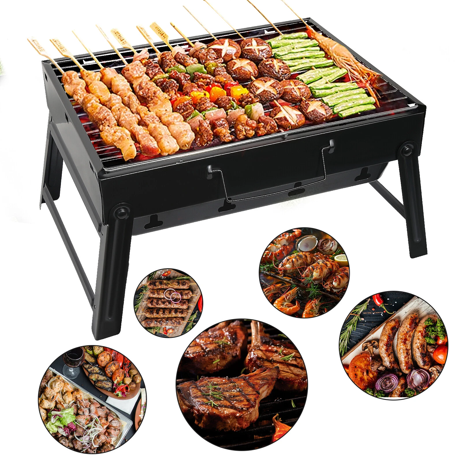 Uten Portable Folding Charcoal Grill, Mini BBQ Smoker for Camping Picnic Beach