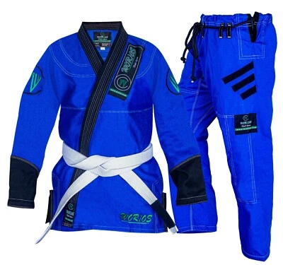 WORIOS FIGHT GEAR Worios Kids Competition Limited Edition JiuJitsu Gi Blue/Black (Elastic Waist)