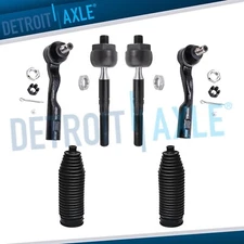 All (4) Inner & Outer Tie Rod End Links + Boots for Toyota Sequoia and Tundra