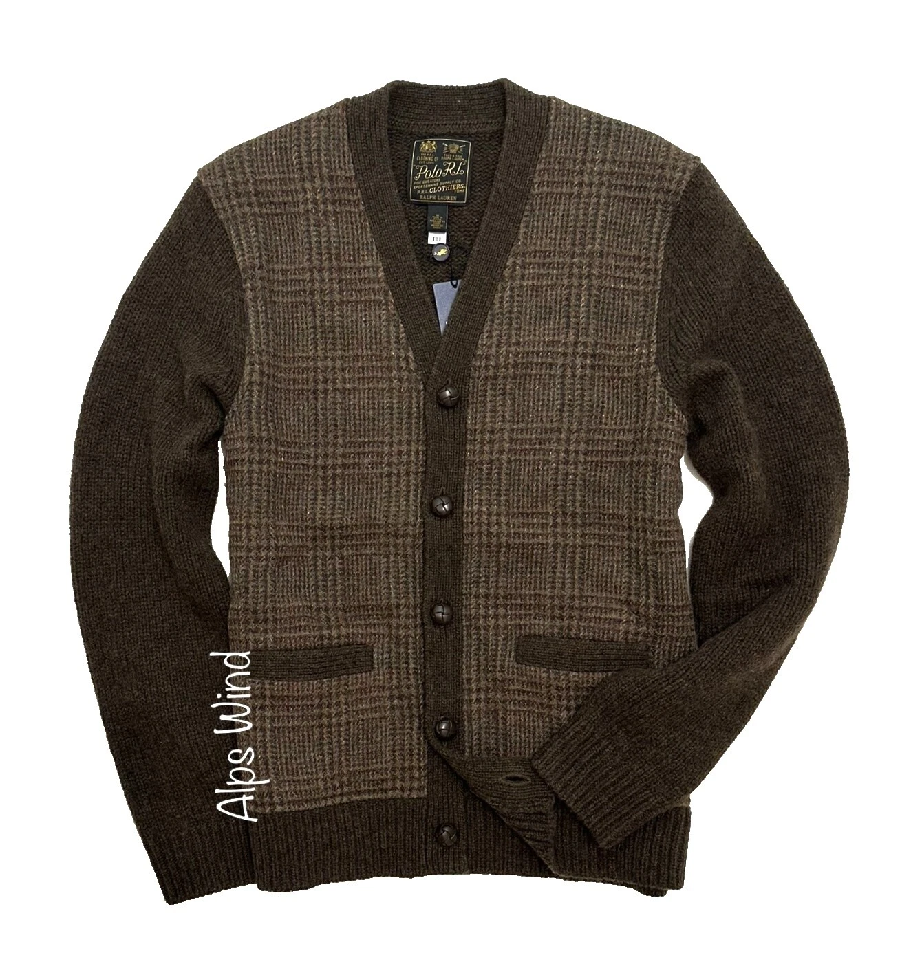 Wool Cardigan Sweaters Brown for Men