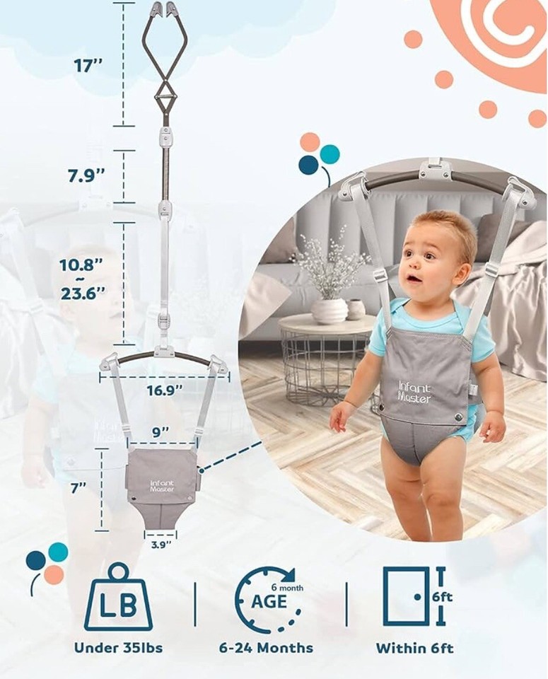 Infant Master Doorway Jumper, Durable JOHNNY Jumper w/ Adjustable