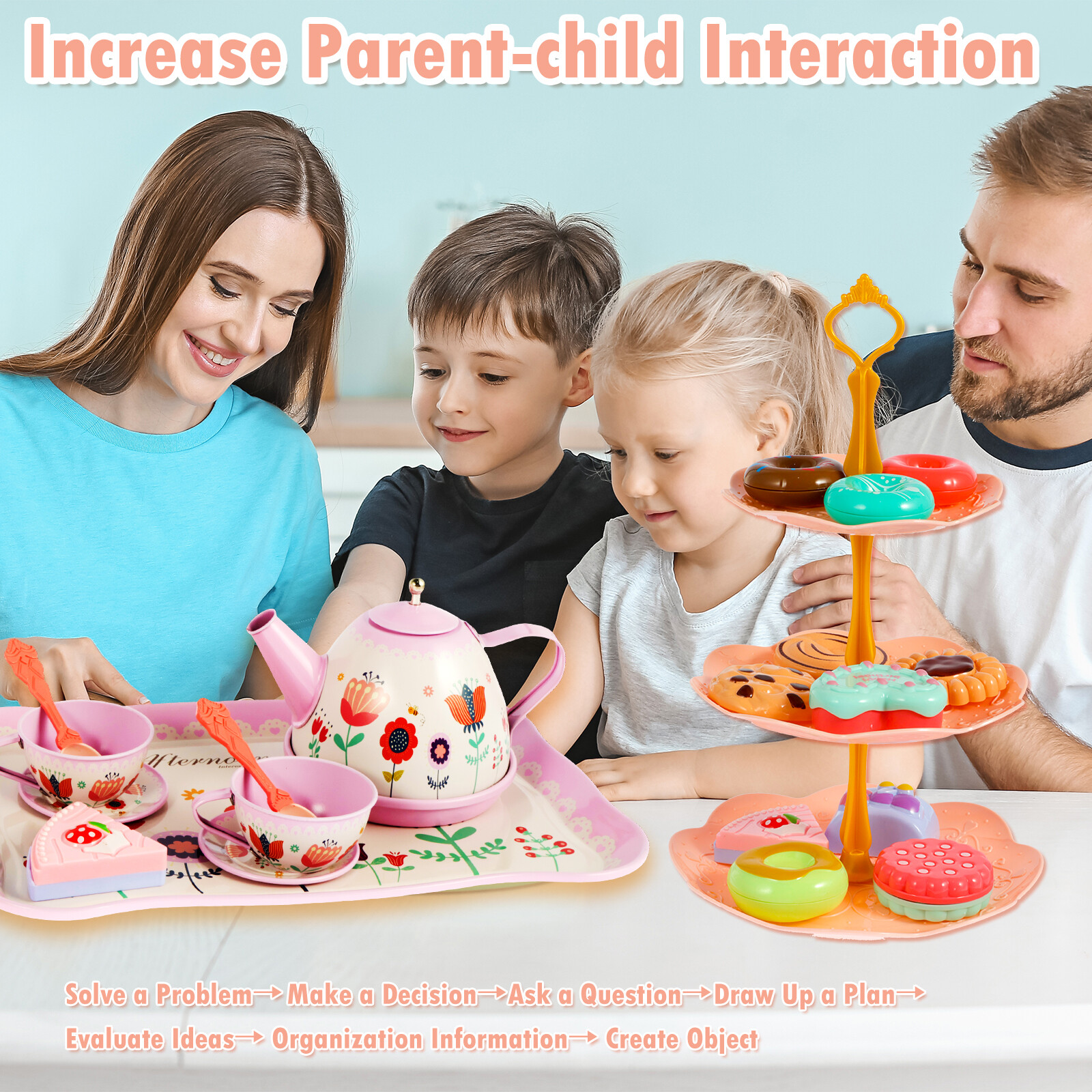46Pcs Tea Toy Set for Kids Tea Party Game Set Simulation Afternoon Tea ...