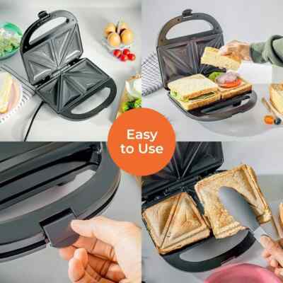Geepas Toastie Maker 2 Scheiben Sandwich Toaster Maschine Antihaft Easy Clean 750W