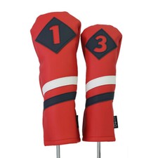 Majek Retro Golf 1 3 Driver Wood Headcover Red White Blue Leather Style