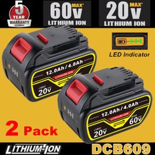 2X FLEXVOLT 60V 12Ah MAX Li-ion Battery DCB609 DCB609-2 Replacement For DEWALT