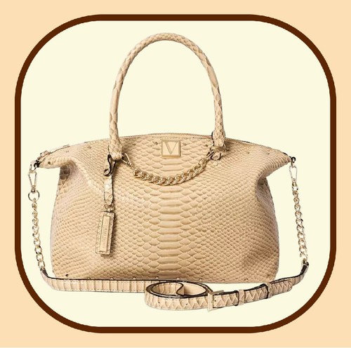 NUEVO CON ETIQUETAS $78 The Victoria Slouchy Satchel SAND PYTHON Dorado Mediano Cartera Bolso de Mano RARO - Imagen 2 de 7