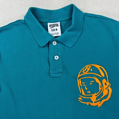 Billionaire Boys Club Polo Shirt Men's M Blue Embroidered Astronaut Logo Y2K