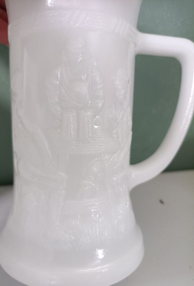Vintage Milk Glass Beer Stein/Coffee Mug Set of 8 eBay
