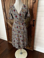 Anthropologie Porridge Multicolor Shortsleeve Wrap Dress Size X-Small (A1)