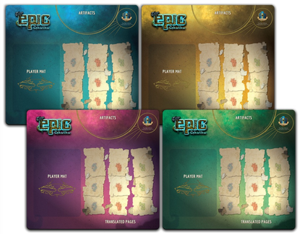 Коврики для игроков Tiny Epic Cthulhu из 4-х комплектов (на английском языке)