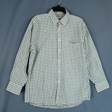Izod Men's Regular Fit Button Down Casual Shirt Long Sleeve Green Plaid Size L