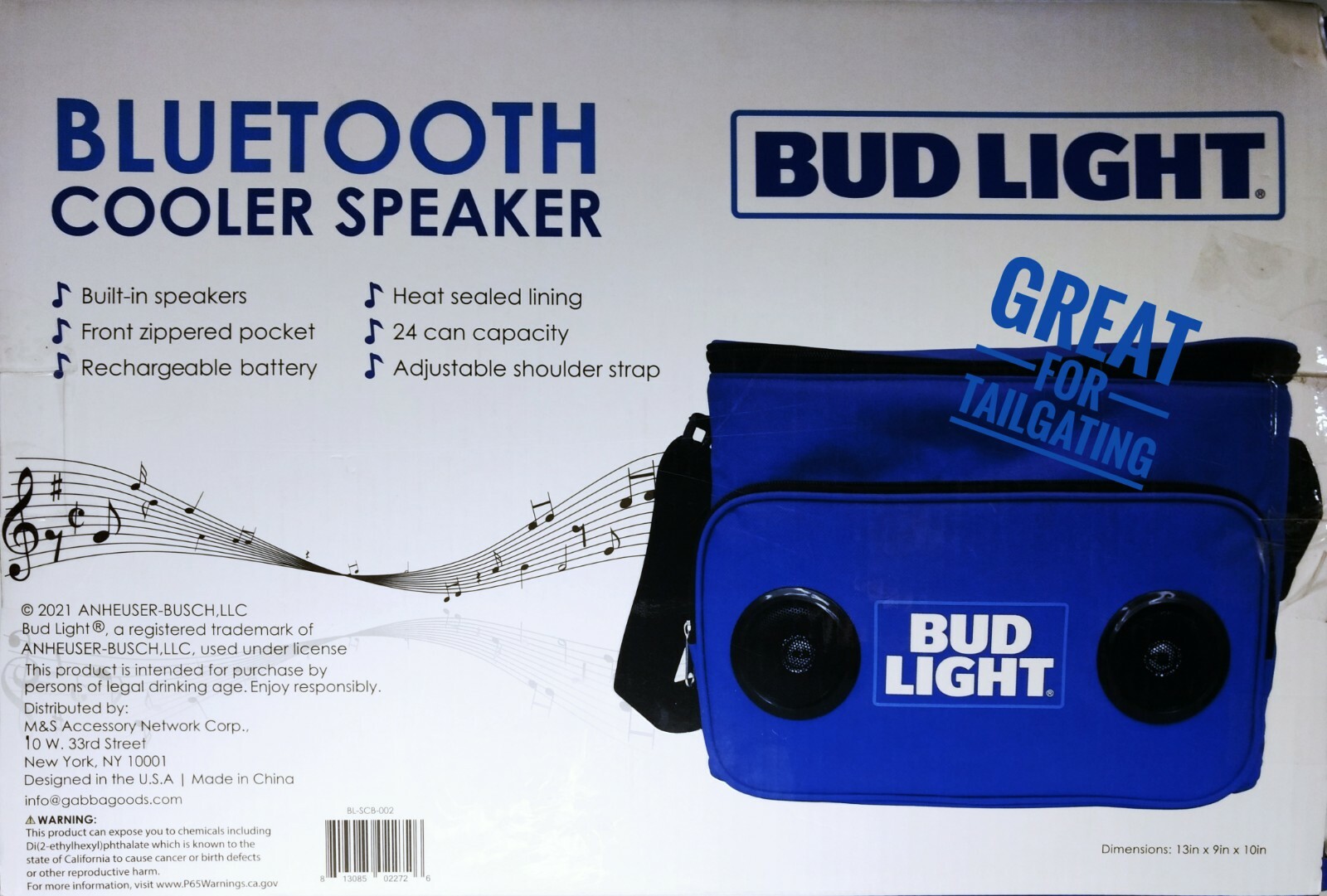 Bud Light Portable Soft Travel Cooler with Built In Bluetooth Speaker