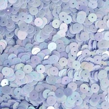6mm Round Flat Sequins Powder Blue Rainbow Iris Shiny Opaque