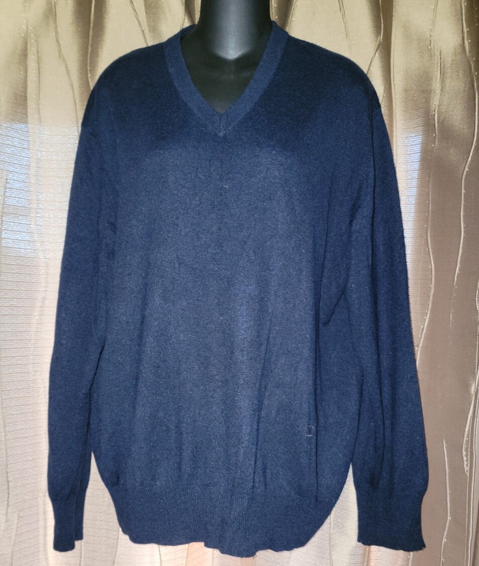 【VALENTINO】クルーネックニット カシミヤ100% Vロゴ ネイビー M Valentino Studio V-Neck Oversized Navy Cashmere Pullover Sweater