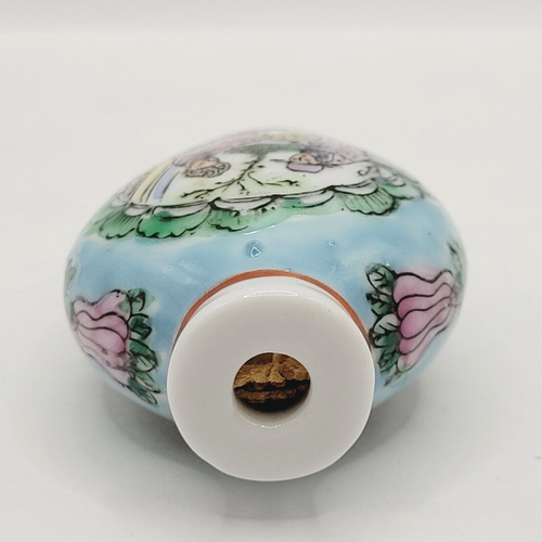 Snuff Bottle Asian Hand Painted Porcelain Ceramic Small Couple in Garden Scene - Picture 12 of 23