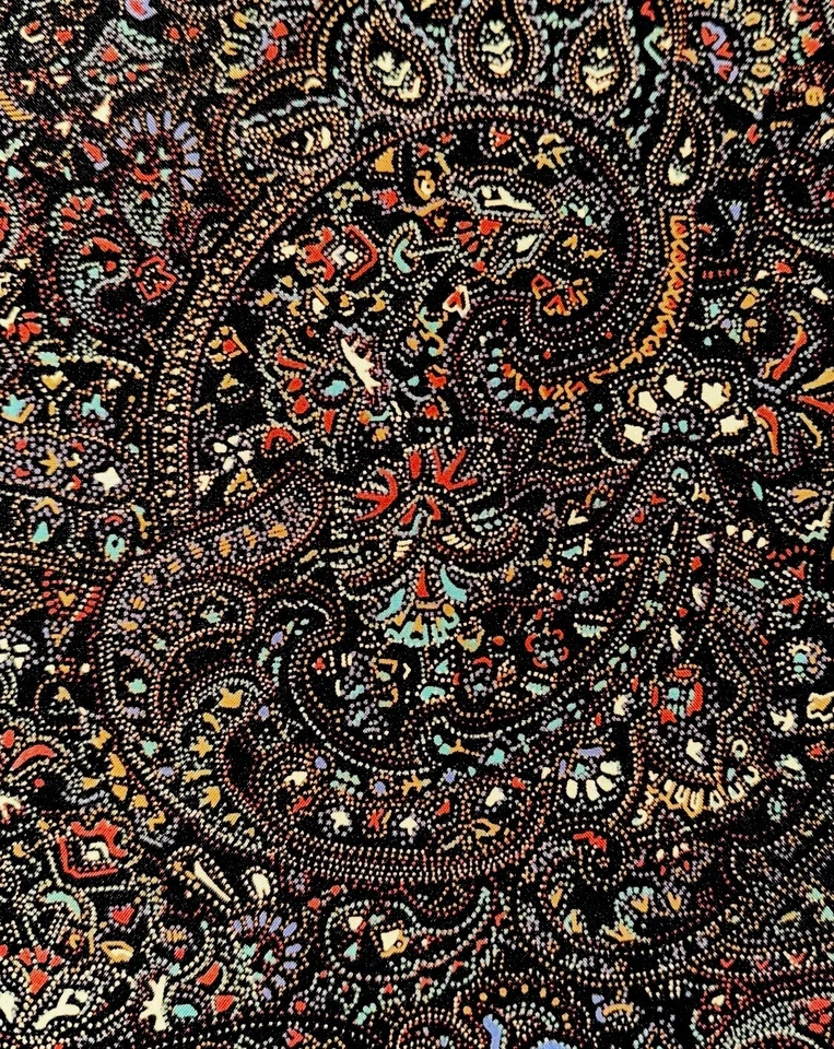 Tecido de poliéster vintage preto paisley floral 45”x 3Yd perfeito 4 roupas #8823 - Imagem 3 de 4