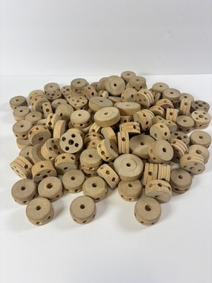 Vtg Tinkertoy Spools Replacement Parts Wooden Tinker Toy Pieces Large Lot 119