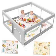 Baby Playpen with Mat, 50x50 Inch Playpen with Mat Waterproof for Babies and