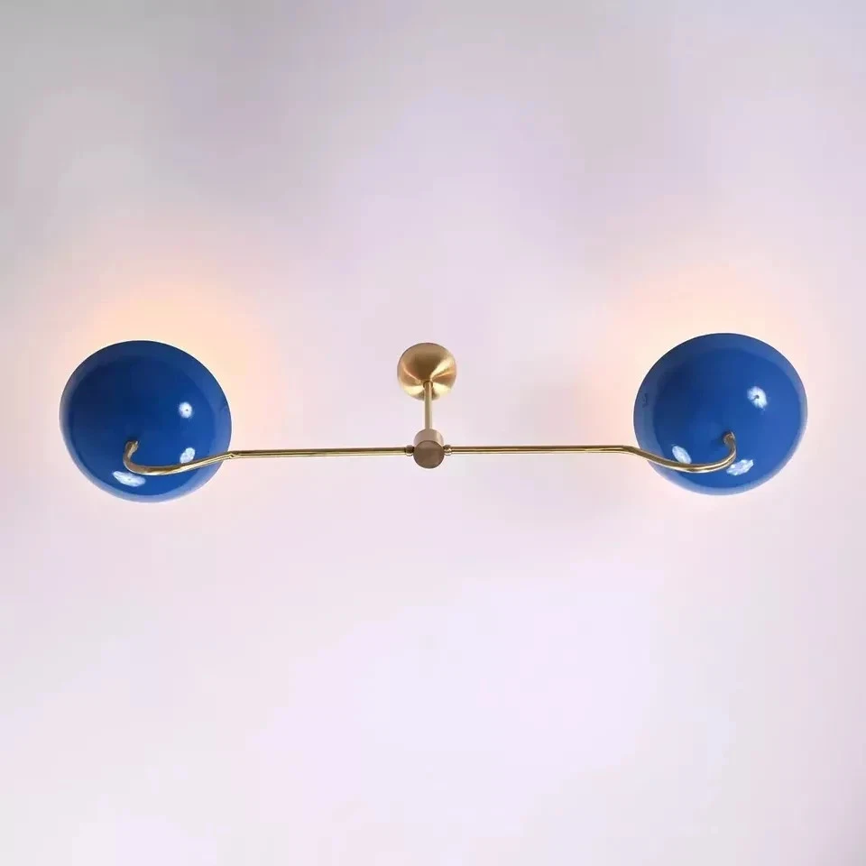 Mid Century Modern Raw Brass Chandelier 2 Light Elegant Brass Ceiling Pendant - Image 2 of 4