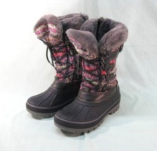 KIDS SNOW BOOTS Dream Pairs Waterproof Size 4 Full Lace-up Side Zippers Faux Fur
