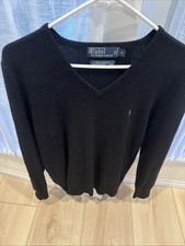 Polo Ralph Lauren Sweater Men's Small Black Preppy Classic Pullover Sporty