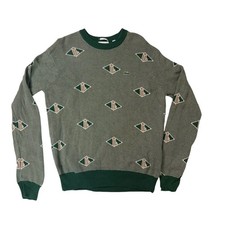 Lacoste Green Monogram Diamond Crew Neck Sweater AH0253 Unisex Large L FR 5