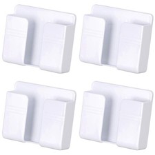 4PC Wall Mount Cell Phone Charging Holder, White Adhesive Mobile Phone Wall S...