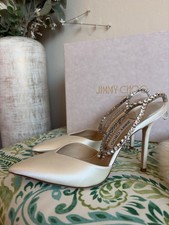 Jimmy Choo Wedding Collection Saeda 100 Ivory Satin Pumps with Crystals