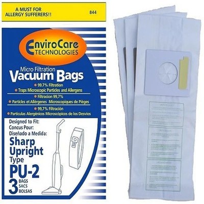 3 Sharp Upright Types PU-2 PU2 Vacuum Bags for EC03PU2 EC123WC ECT5965 ECTU