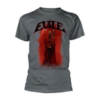 Evile - Hell Unleashed (Charcoal) Grey T-Shirt, Front & Back Print Small