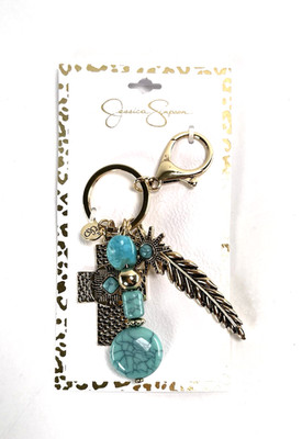 Jessica Simpson Blue Turquoise Key Chain 5  American Indian Inspired Not Used