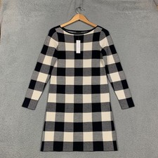 Ann Taylor Sweater Dress Sz Small Black/White Buffalo Plaid Wool Blend NWT $149