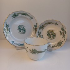 Meissen reicher Hofdrache gr&uuml;n gold Mokkatasse Unterteller Teller 1. + 2. Wahl
