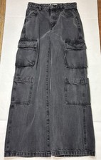 Y2K style Cargo Wide Leg Jeans Women Sz 4 High Rise Utilitarian Streetwear Retro