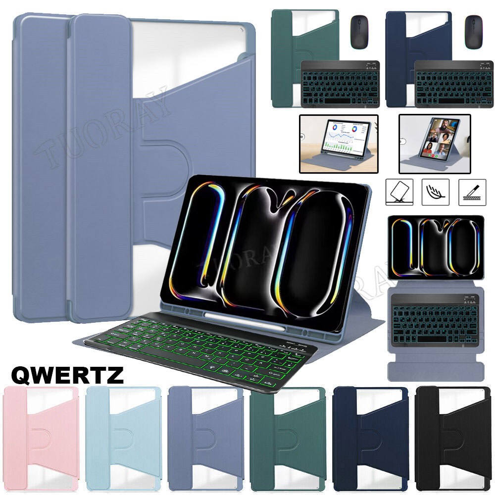 QWERTZ Beleuchtete Tastatur Hülle für iPad Air 11″6th 13“ Pro 11″5th 13″7th Gen