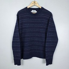 East Ender Vintage Mens XL Shetland Wool Crew Neck Sweater Navy Blue Made in USA