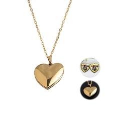 Gold Heart Locket Necklace for Women Adults with Picture Locket Pendant Photo...