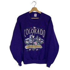 VTG Denver Colorado Sweatshirt Purple Crewneck 90s Cottagecore Nature Sz Large