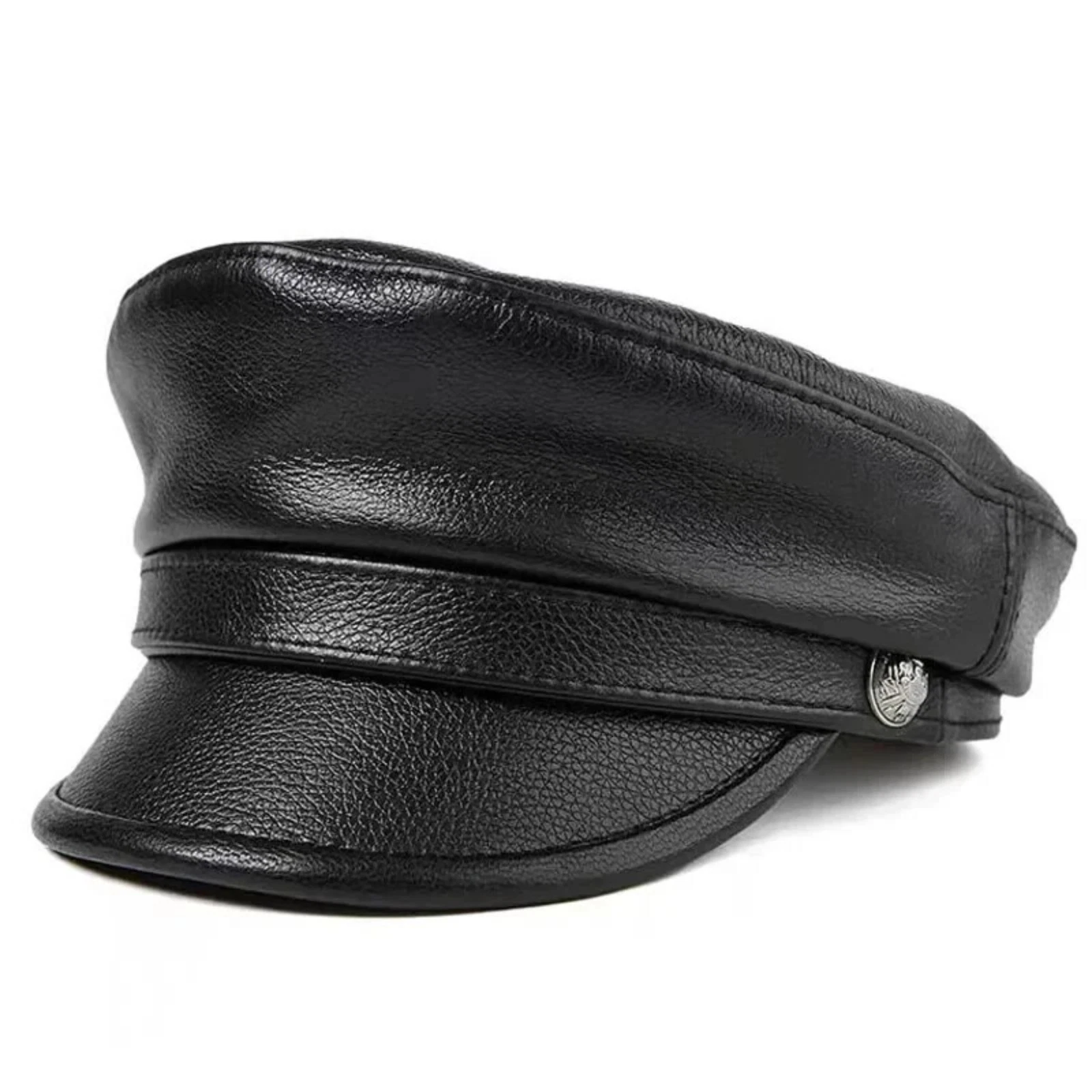 Cadet Cap Black Genuine Leather Biker Motorcycle Ball Flat Sheepskin Hat
Opens in a new window or ta