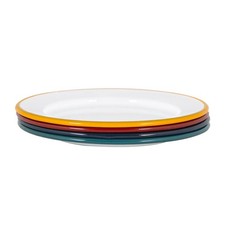 White Enamel Side Plates - 20cm - 4 Colours