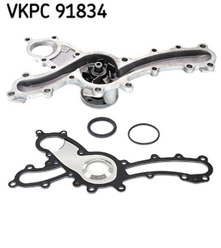 SKF Motorkühlwasserpumpe mit Stehbolzen mit Dichtungen VKPC 91834 Höhe 183 mm Länge 370 mm Breite 270 mm - OE-Qualität - Bild 4