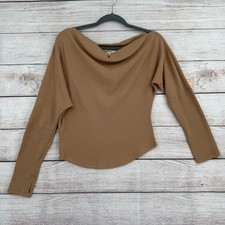 Blusa térmica asimétrica We the Free People para mujer pequeña tostada/beige cuello barco